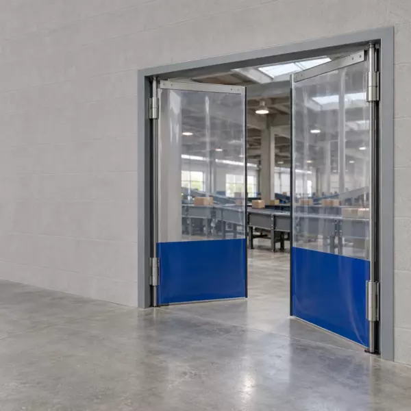Маятниковая распашная двустворчатая эластичная дверь из ПВХ 210*240